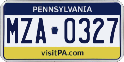 PA license plate MZA0327