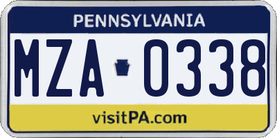 PA license plate MZA0338