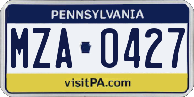 PA license plate MZA0427