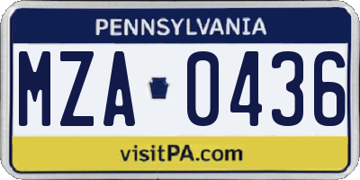PA license plate MZA0436