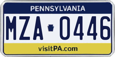 PA license plate MZA0446
