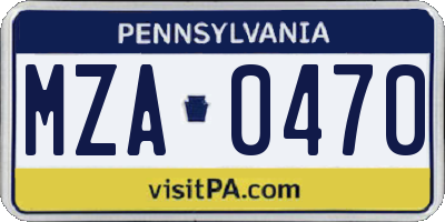 PA license plate MZA0470