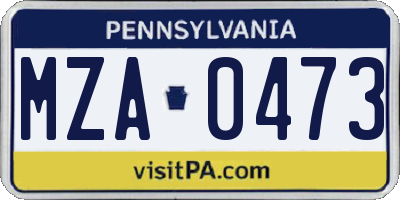 PA license plate MZA0473