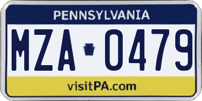 PA license plate MZA0479
