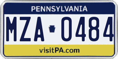 PA license plate MZA0484