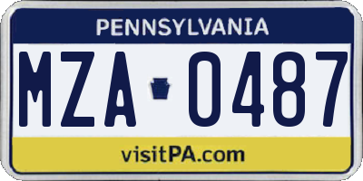 PA license plate MZA0487