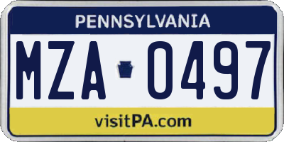 PA license plate MZA0497