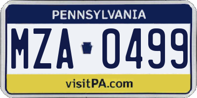PA license plate MZA0499