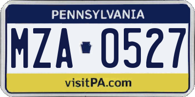 PA license plate MZA0527
