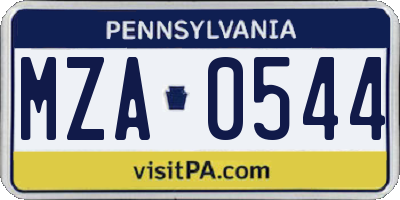 PA license plate MZA0544