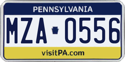 PA license plate MZA0556