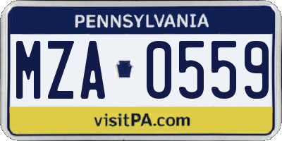 PA license plate MZA0559