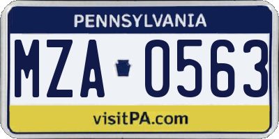 PA license plate MZA0563