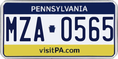 PA license plate MZA0565