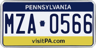 PA license plate MZA0566