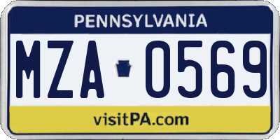 PA license plate MZA0569