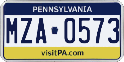 PA license plate MZA0573