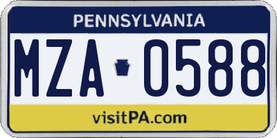 PA license plate MZA0588
