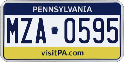 PA license plate MZA0595