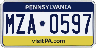 PA license plate MZA0597