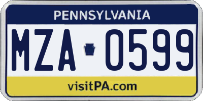 PA license plate MZA0599