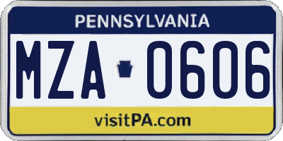 PA license plate MZA0606