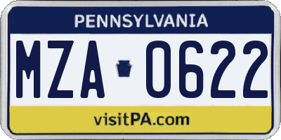PA license plate MZA0622