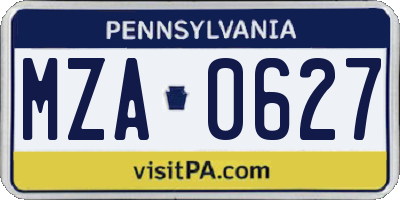 PA license plate MZA0627