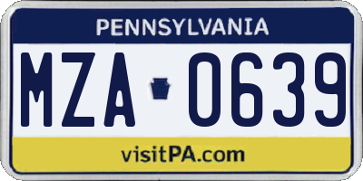 PA license plate MZA0639