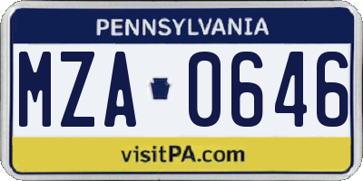 PA license plate MZA0646