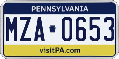 PA license plate MZA0653
