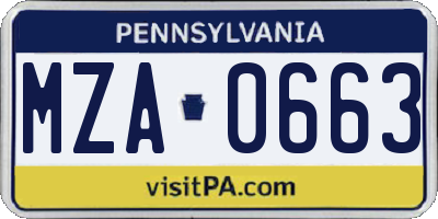 PA license plate MZA0663