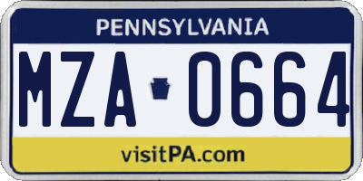 PA license plate MZA0664