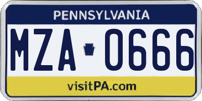 PA license plate MZA0666