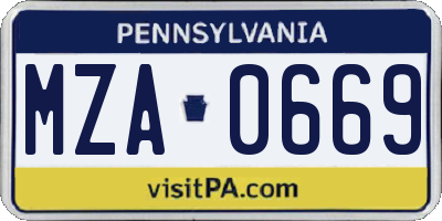 PA license plate MZA0669