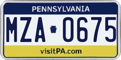 PA license plate MZA0675