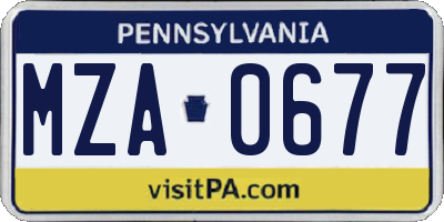 PA license plate MZA0677