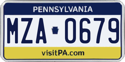 PA license plate MZA0679