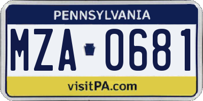 PA license plate MZA0681