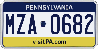 PA license plate MZA0682