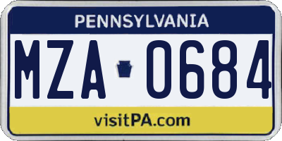 PA license plate MZA0684