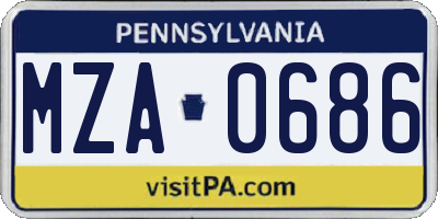 PA license plate MZA0686