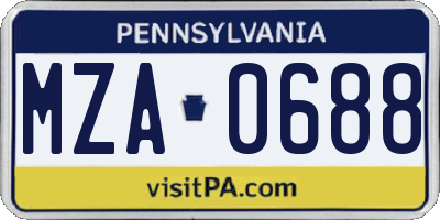 PA license plate MZA0688