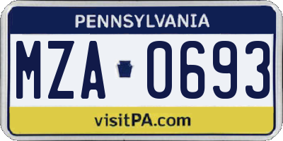 PA license plate MZA0693