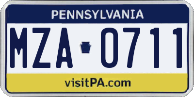 PA license plate MZA0711