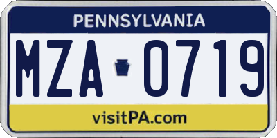 PA license plate MZA0719