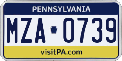 PA license plate MZA0739