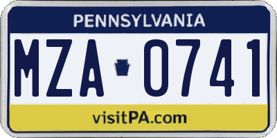 PA license plate MZA0741