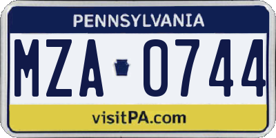PA license plate MZA0744