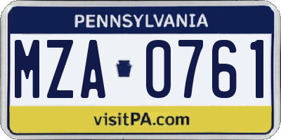 PA license plate MZA0761